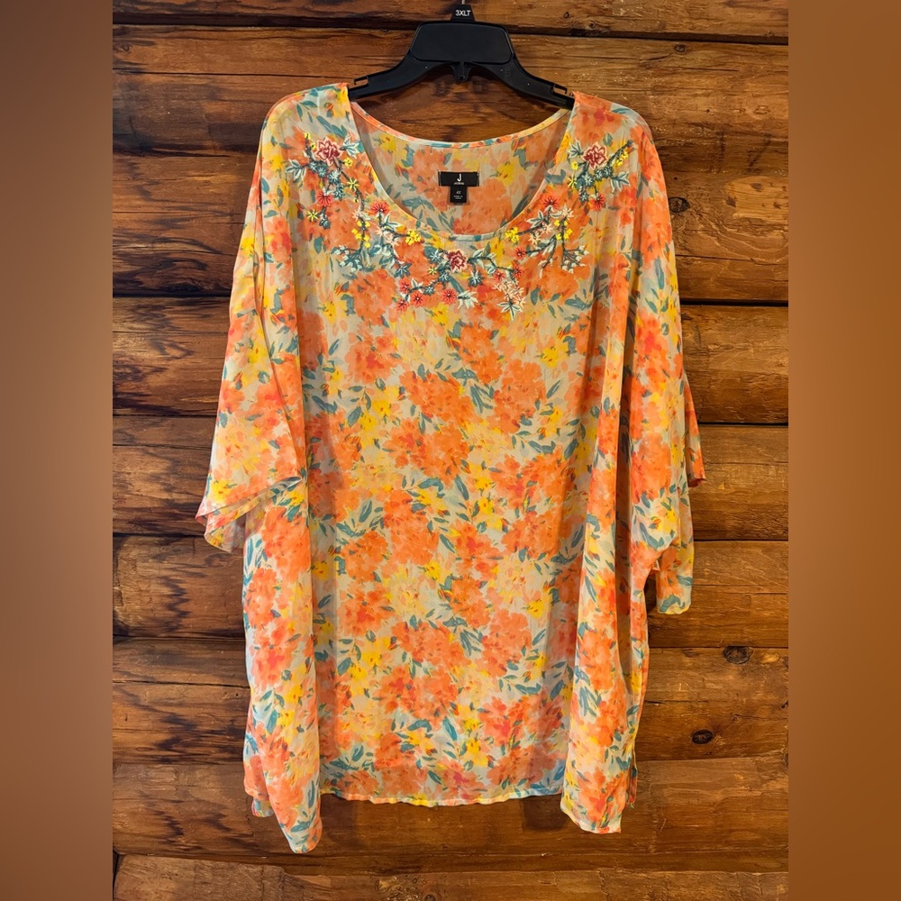 Jason Wu Floral Orange Multi Tunic Top